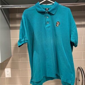 Y2K Taz Teal Warner Bros Polo Shirt Size L